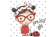 Cute Cartoon Girl with glasses