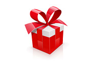 Gift box with red bow.