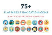 75+ Flat Maps and Navigation Icons