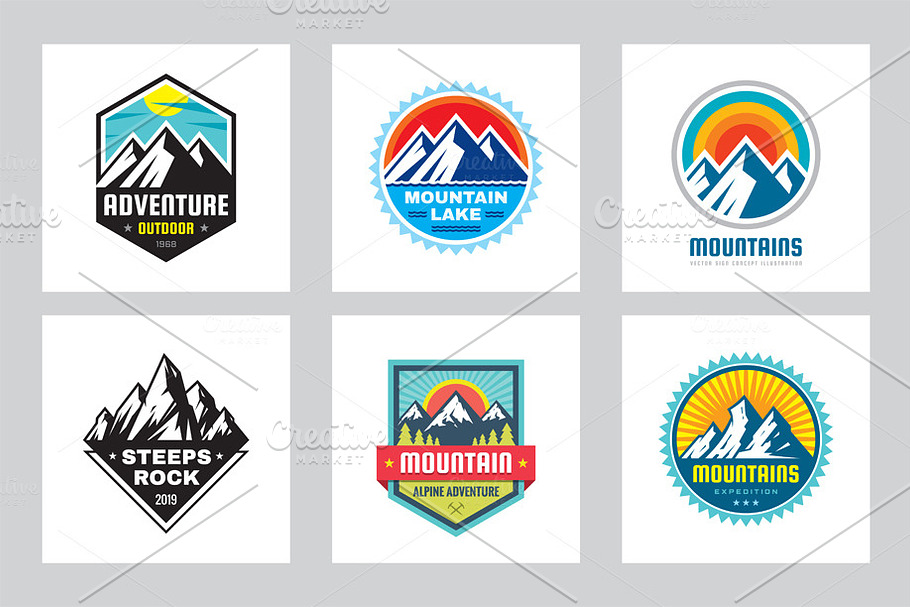 Mountain Adventure - Vector Logo Set