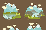 Mountain landscape icons set