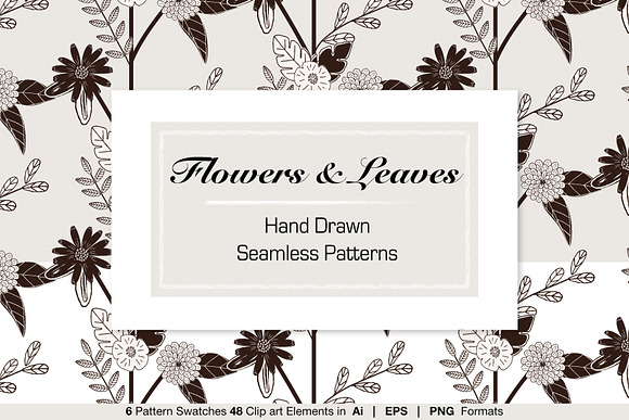Black & White Flowers and Leaves in Patterns - product preview 7