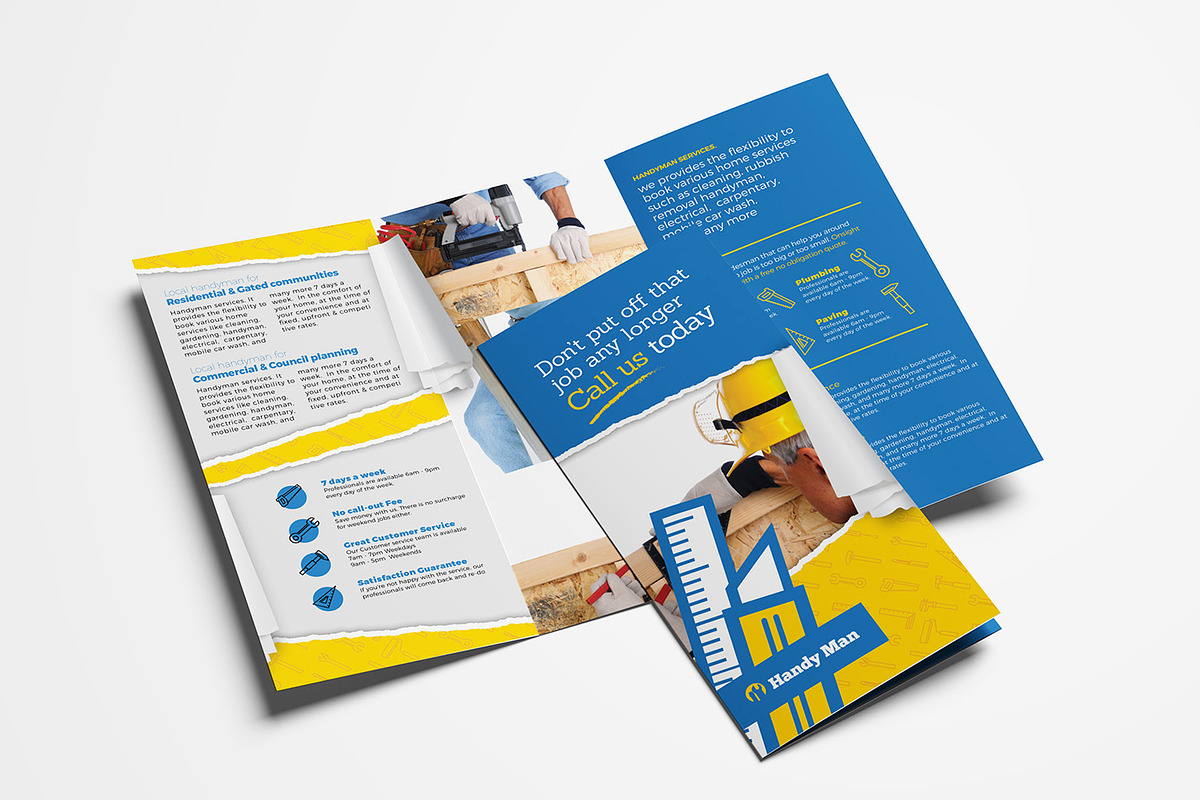 Handyman Trifold Brochure Template in Brochure Templates - product preview 8