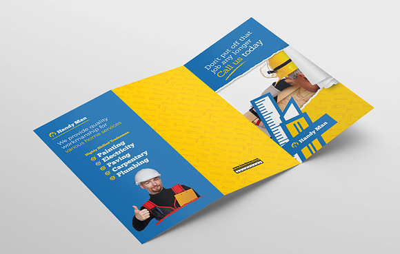 Handyman Trifold Brochure Template in Brochure Templates - product preview 3