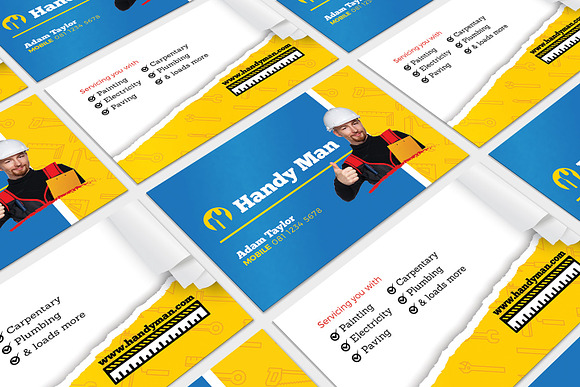 Handyman Business Card Template in Business Card Templates - product preview 3