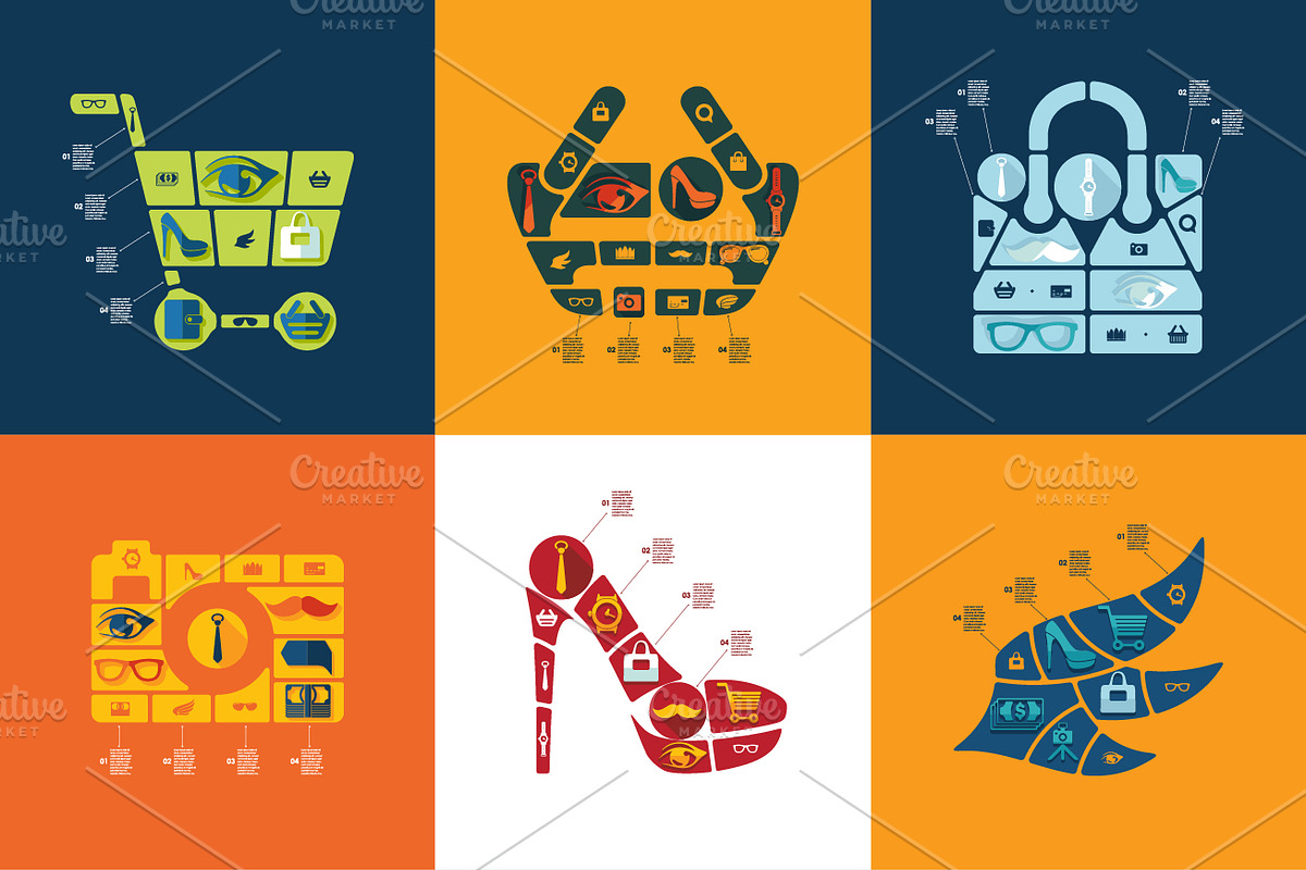 45 SHOPPING FLAT infographics in Illustrations - product preview 8