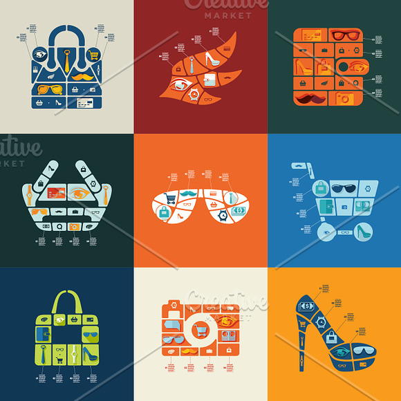 45 SHOPPING FLAT infographics in Illustrations - product preview 2
