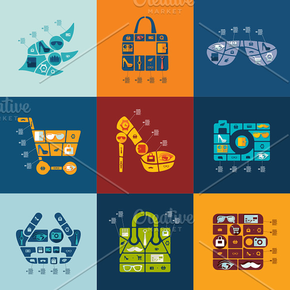 45 SHOPPING FLAT infographics in Illustrations - product preview 3