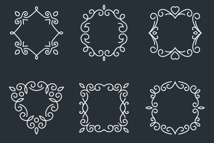 Outline monogram frames in Graphics - product preview 8