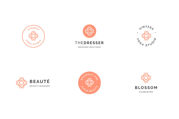 6 Minimal Geometric Floral Logos in Logo Templates - product preview 1