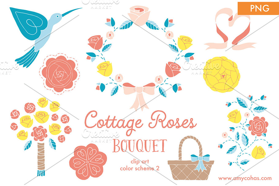 Cottage Roses Bouquet 2: Clip Art