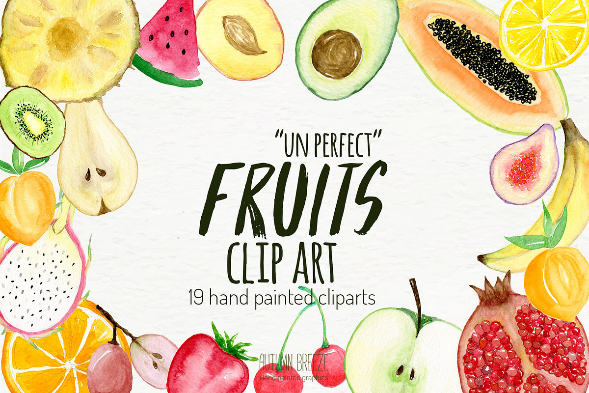 watercolor fruits clipart in Illustrations - product preview 8