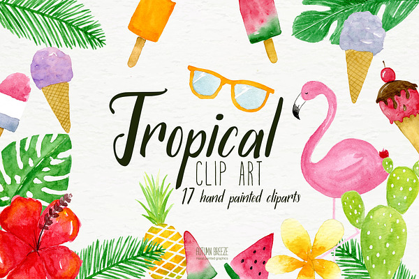 watercolor tropical clipart