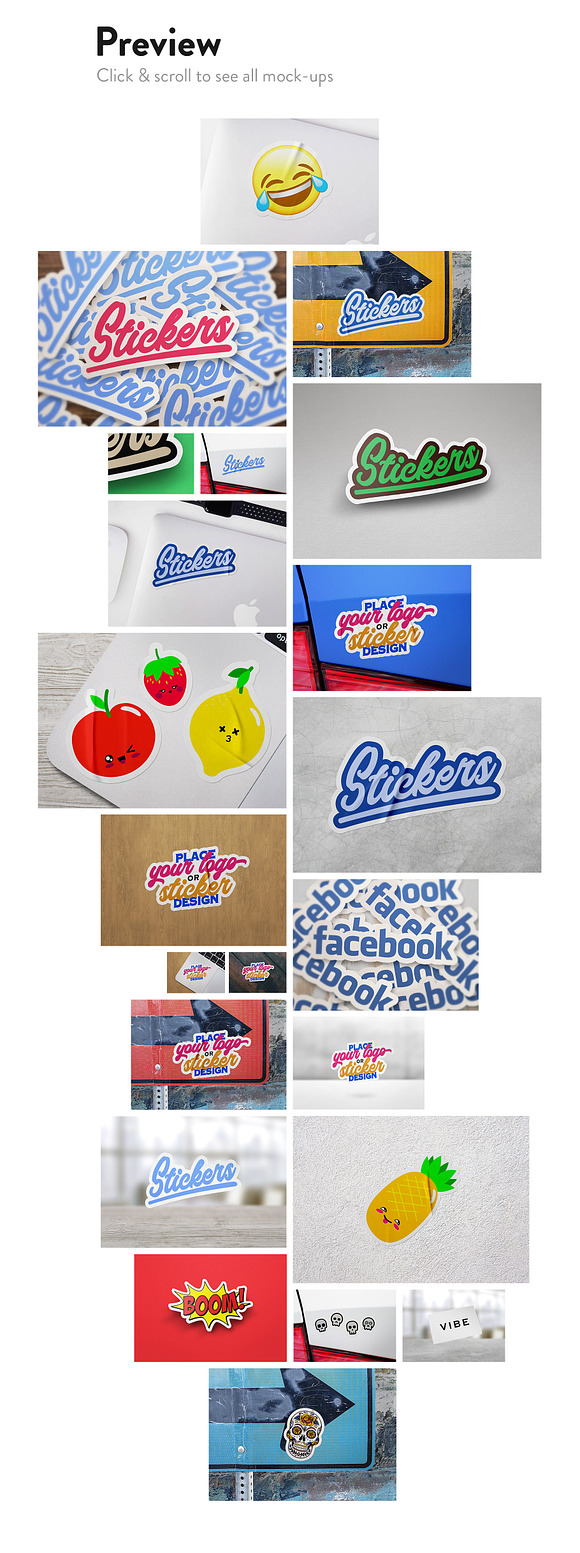 8 Sticker & logo mock bundle in Product Mockups - product preview 2