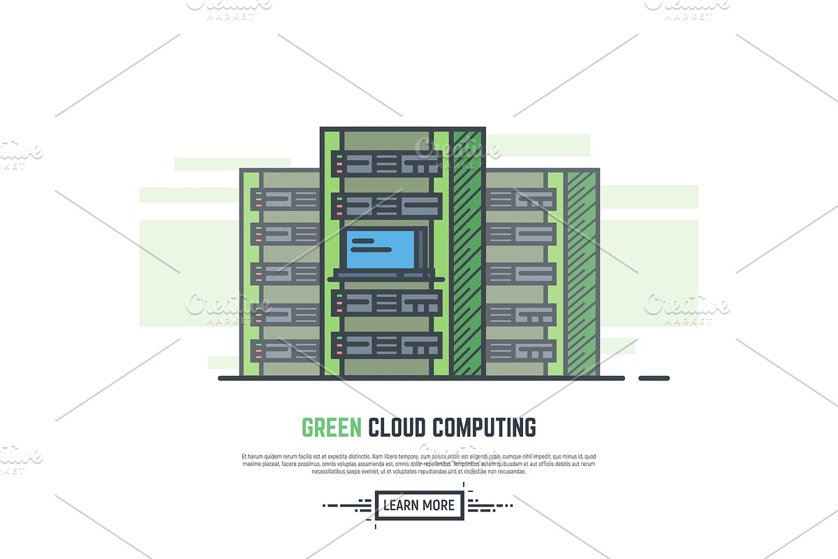 Green cloud servers in Illustrations - product preview 8