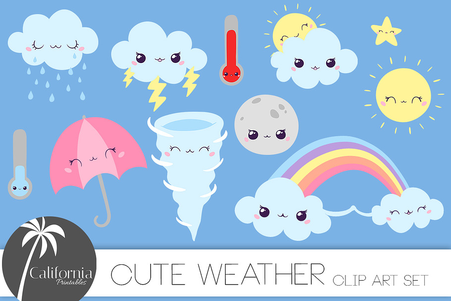 Cute Weather Clip Art in Illustrations - product preview 8