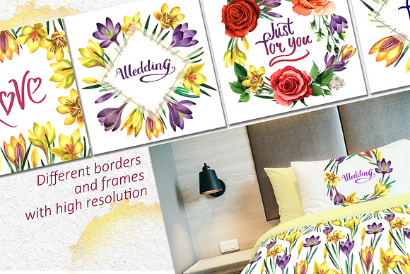 Yellow crocuses PNG watercolor set in Illustrations - product preview 3