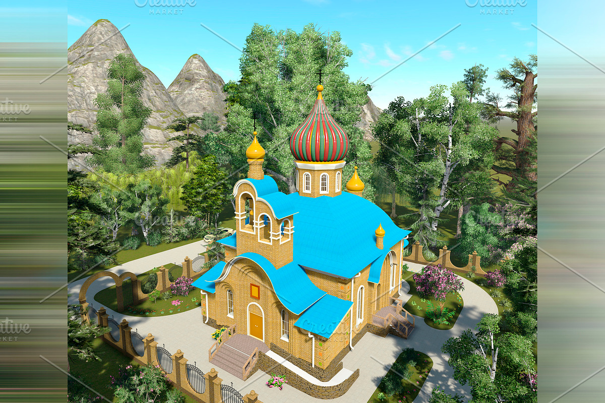 3D visualization. Orthodox church in Illustrations - product preview 8