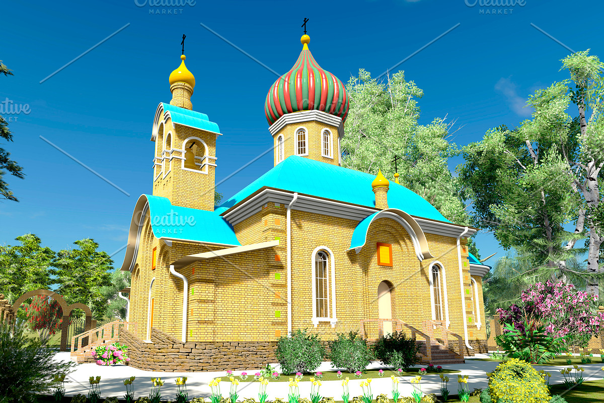 3D visualization. Orthodox church in Illustrations - product preview 8