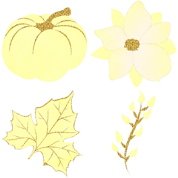 Watercolor & Glitter Pumpkins Clipar in Illustrations - product preview 5