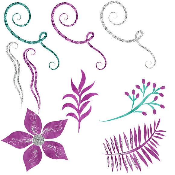 Purple & Teal Hummingbird Clipart in Illustrations - product preview 2