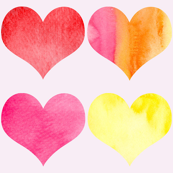 Watercolor Hearts Clipart in Illustrations - product preview 1