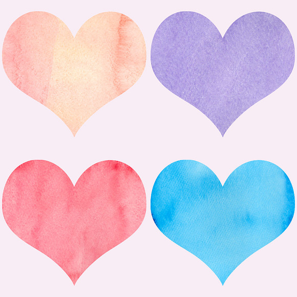 Watercolor Hearts Clipart in Illustrations - product preview 2