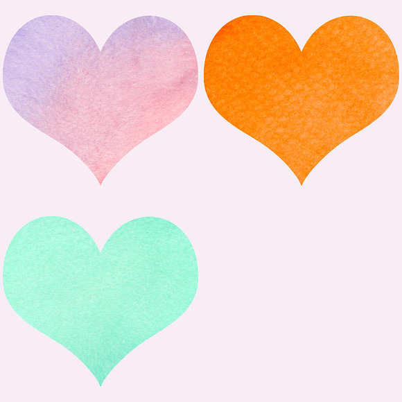 Watercolor Hearts Clipart in Illustrations - product preview 3