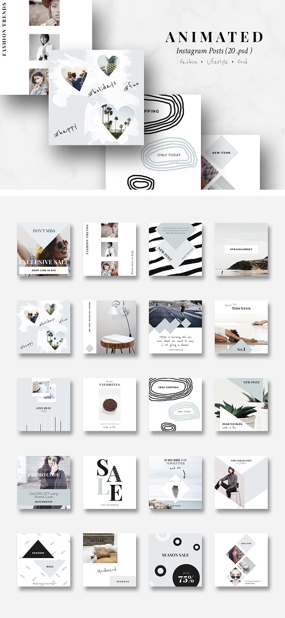 ANIMATED Instagram Posts-Pastel blue in Instagram Templates - product preview 4