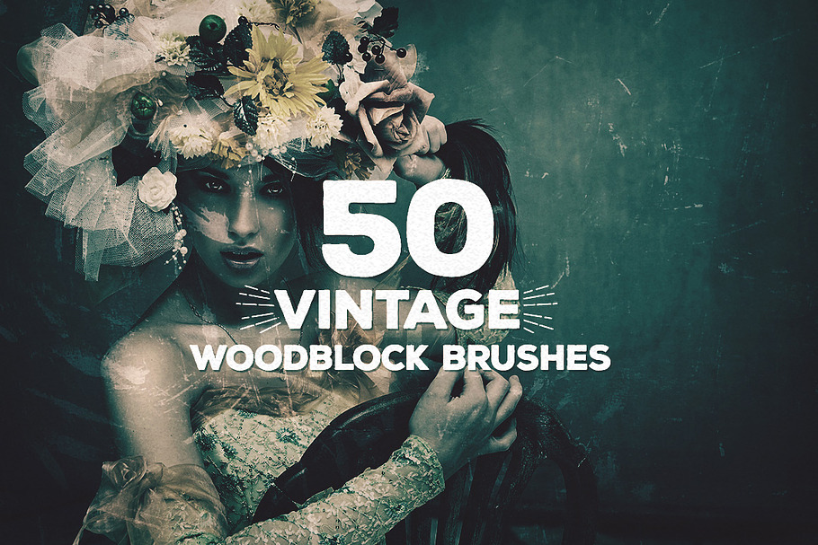 50 Vintage Woodblock Brushes in Photoshop Brushes - product preview 8