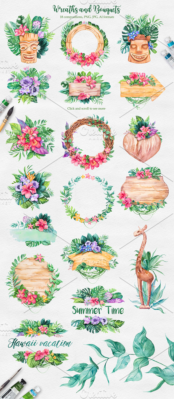 Tropical. Watercolor illustrations. in Illustrations - product preview 1