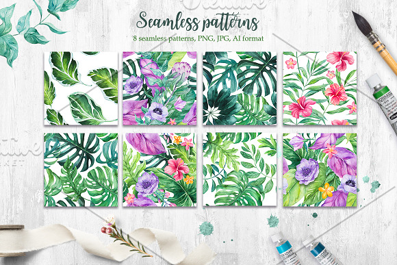 Tropical. Watercolor illustrations. in Illustrations - product preview 6