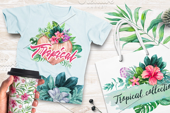 Tropical. Watercolor illustrations. in Illustrations - product preview 10