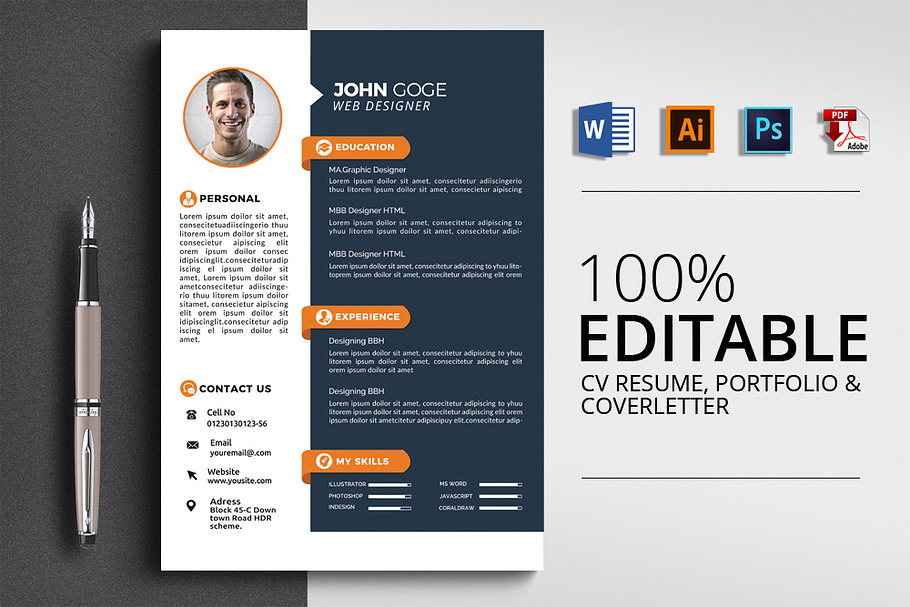 3 Pages Stylish CV Resume in Resume Templates - product preview 8