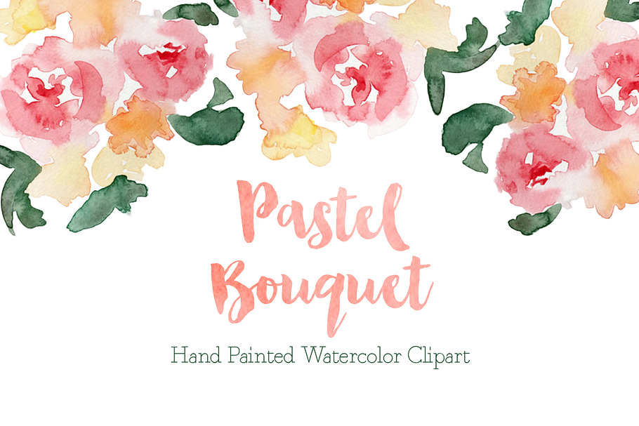 Pastel Watercolor Bouquet Clipart