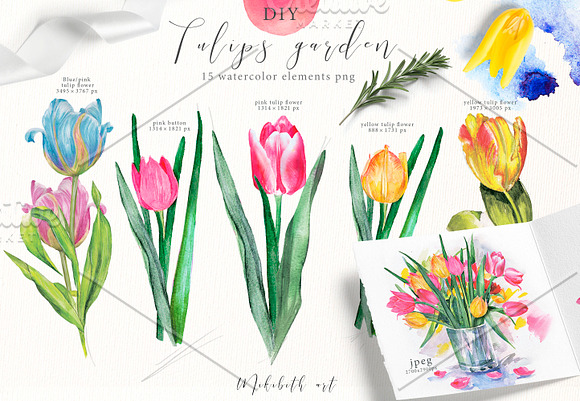 SPRING TULIPS in Illustrations - product preview 2