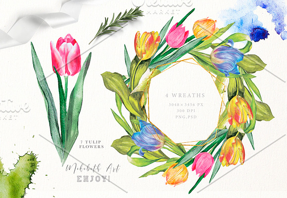 SPRING TULIPS in Illustrations - product preview 3