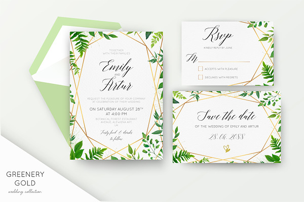 Wedding collection - Greenery gold