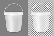 Transparent plastic bucket for food