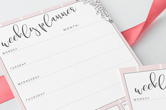 Weekly planner - floral design in Stationery Templates - product preview 2