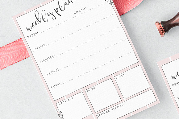 Weekly planner - floral design in Stationery Templates - product preview 4