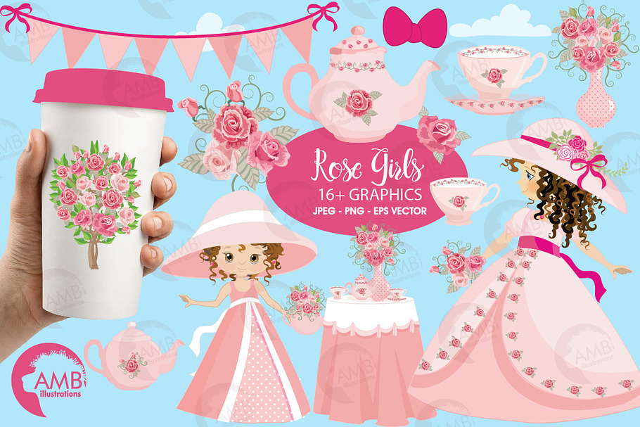 Garden party girls AMB-998 in Illustrations - product preview 8