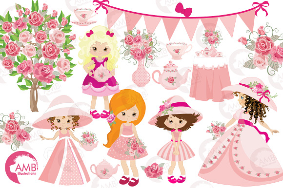 Garden party girls AMB-998 in Illustrations - product preview 1