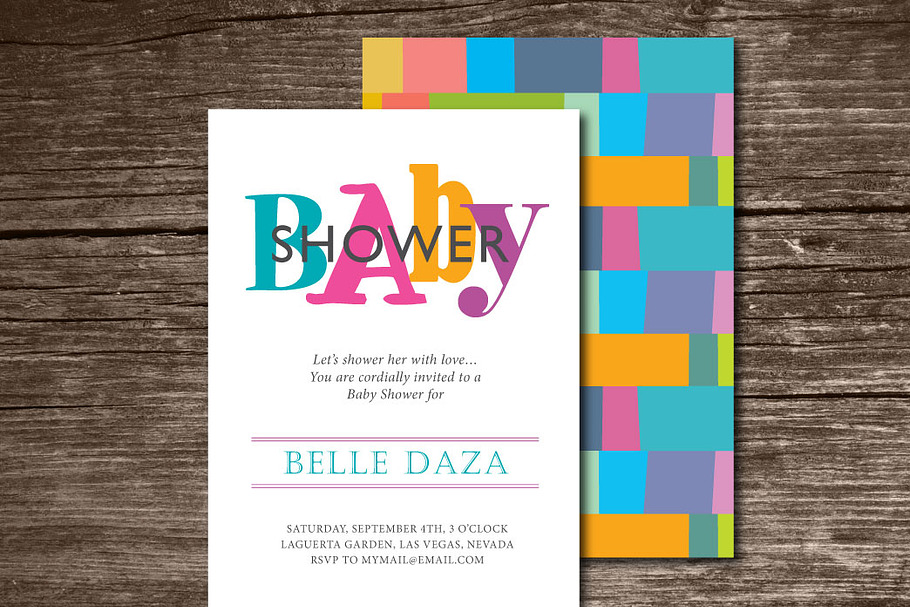 Baby Shower Invitation chevron in Card Templates - product preview 8