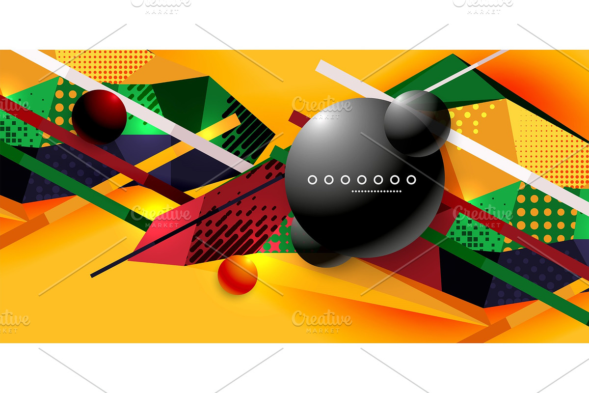 Abstract geometric poster created with polygonal triangle elements, lines, spheres, material textures, holographic elements in Textures - product preview 8