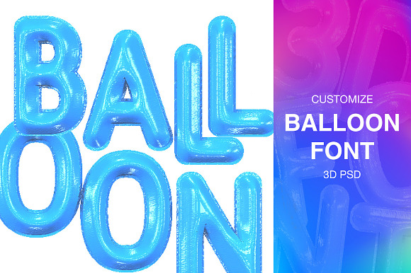 3D FONT | BALLOON | 3D PSD in Symbol Fonts - product preview 4