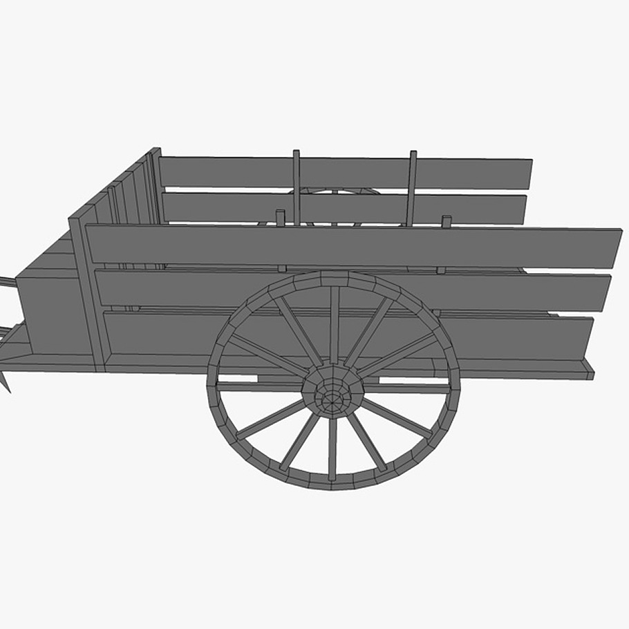 Horse and wooden cart in Animals - product preview 7