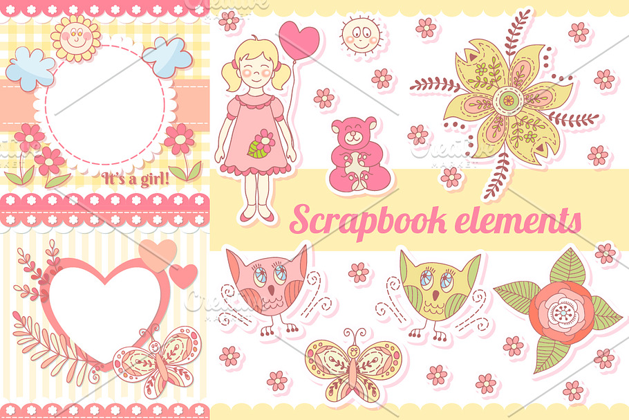 Vector scrapbook elements and frames in Illustrations - product preview 8