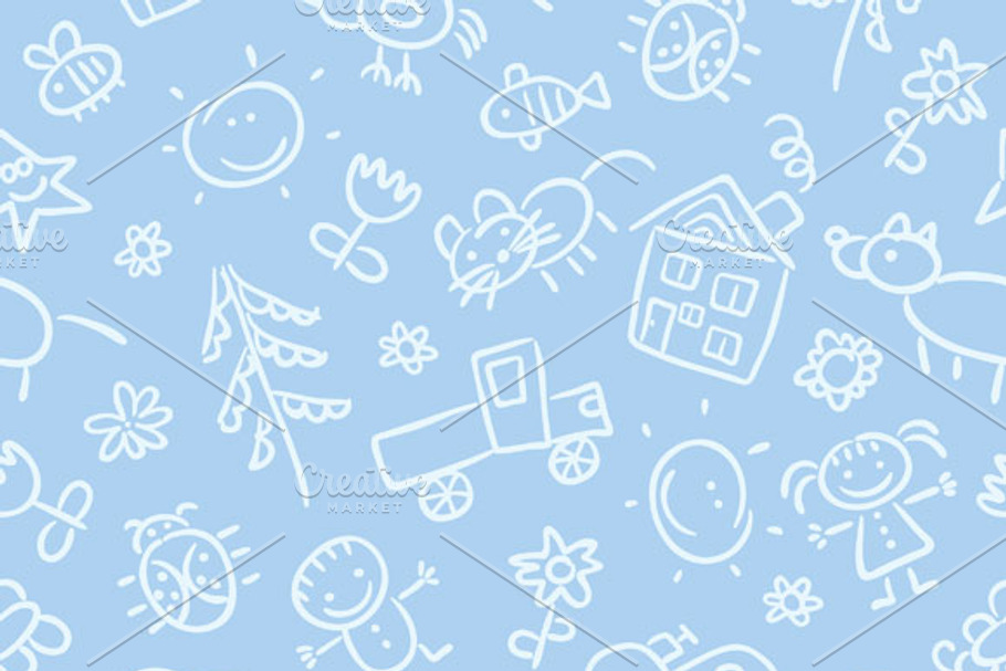 Frame & pattern with child's drawing in Illustrations - product preview 8