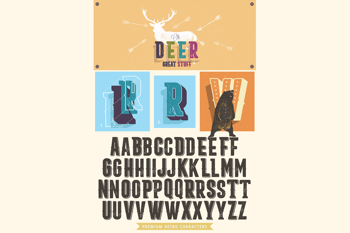 Retro alphabet - with wild animals in Illustrations - product preview 8